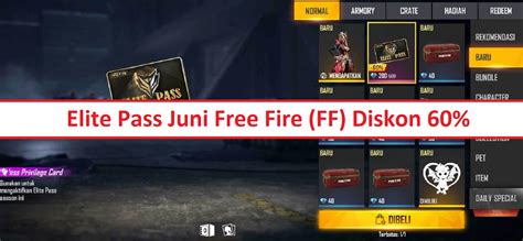 Elite Pass Juni Free Fire Ff Diskon 60 Esportsku