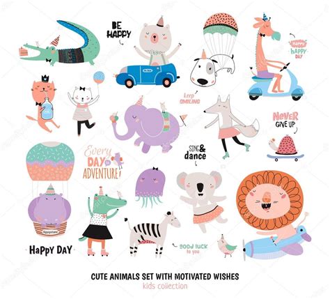 Cute Animals Set Stock Vector By ©one7thlifetime 124859748