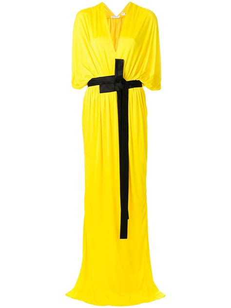 Vionnet Draped Plunge Neck Dress Yellow Modesens Plunging Neck
