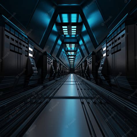 Premium Photo Futuristic Sci Fi Tunnel Walkway With Reflective