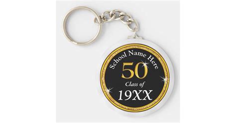 Black Gold And White 50th Class Reunion Favors Keychain Zazzle