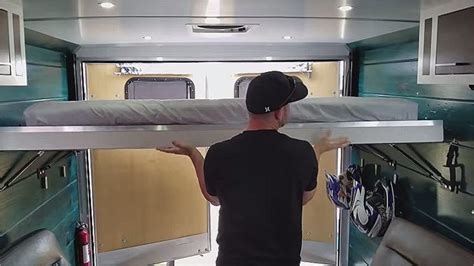 Non Electric Bed Lift In His Cargo Tiny House Cargo Trailer