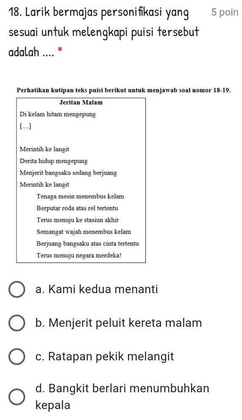 See full list on rumus.co.id Larik Bermajas Untuk Melengkapi Puisi Tersebut Adalah ...