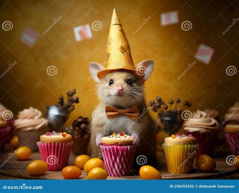 Festive Clothing Hamster At Festive Table With Delicious Celebration