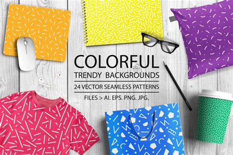 Colorful Trendy Seamless Patterns By Expressshop