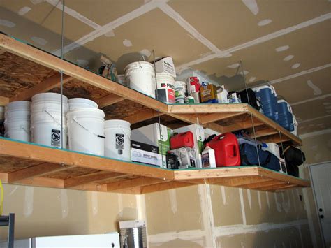 Diy Hanging Wood Shelves Garage Shelving Plans Diy Overhead Garage