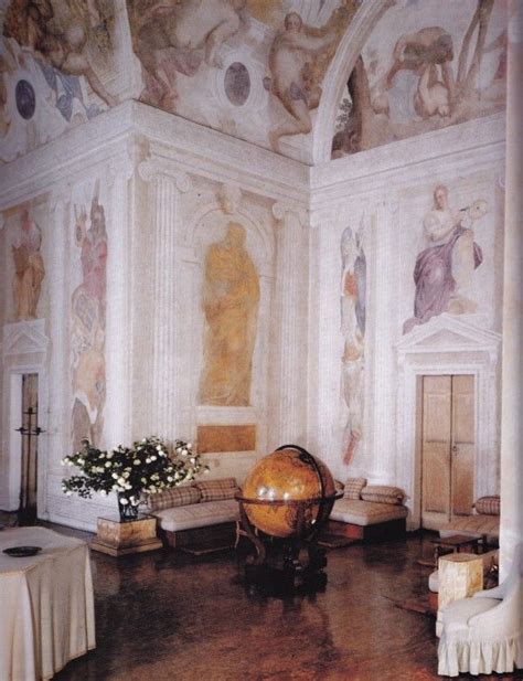 Este, de asemenea, cunoscut sub numele de la malcontenta. Central Hall-Villa Foscari-Andrea Palladio-frescoes ...