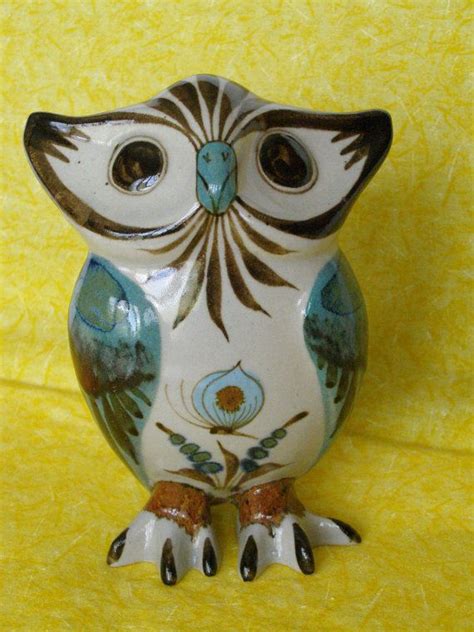 Vintage Folk Art Mexican Owl Pottery Figurine Owl Pottery Mexican