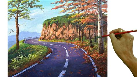 Acrylic Landscape Painting In Time Lapse Empty Road Jmlisondra