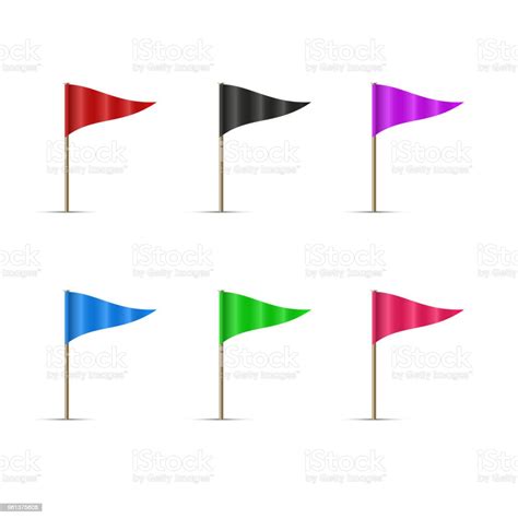 Colored Map Pin Flag Set Vector Map Markers In The Form Of Triangular