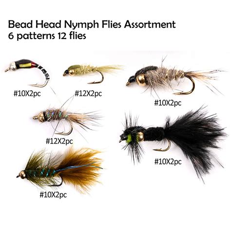 Bead Head Nymph Flies Assortment 6 Patterns 12 Flies Qingdao Leichi