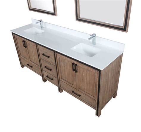 Cultured marble vanity tops will bring sophisticated looks to your bathroom while not being as difficult to maintain as regular marble. Lexora Ziva 80" Rustic Barnwood Double Vanity With ...