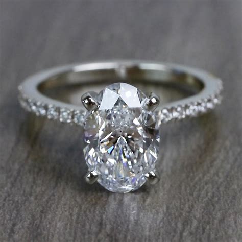 Oval Pave Diamond Ring In White Gold 2 Carat