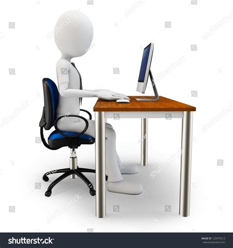 3d Man Working Computer On White Stock Illustration 123475513