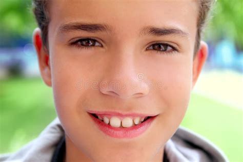 Boy Teenager Closeup Face Macro Happy Smiling Stock Photo Image Of