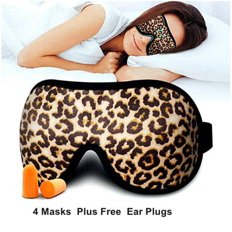 sleep mask for your eyes 4 leopard print contoured unisex blindfold for sleeping free ear