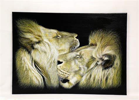 Portrait Of Lions Original Acrylic Painting On Canvas Animal Etsy