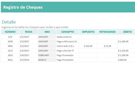 Plantilla Excel Registro De Cheques Descarga Gratis