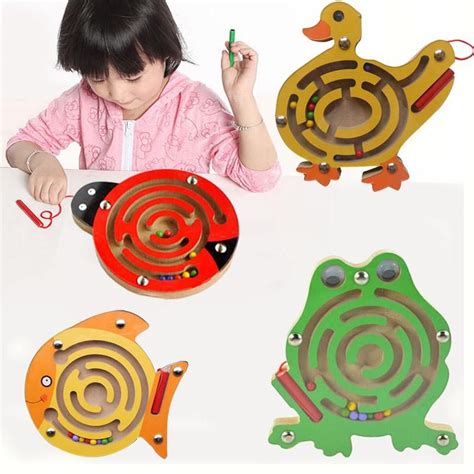 1pc Magnetic Maze Kids Wooden Animal Puzzle Early Educational Learning