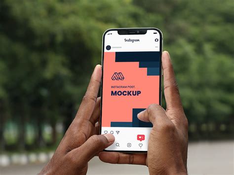 Instagram Post On Smartphone Screen Mockup Generator Mockupbro