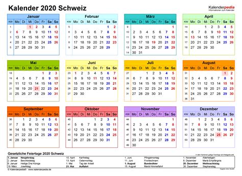 Dieser kalender 2021 entspricht der unten gezeigten grafik, also kalender mit kalenderwochen und feiertagen. Kalender 2020 Schweiz in Excel zum Ausdrucken