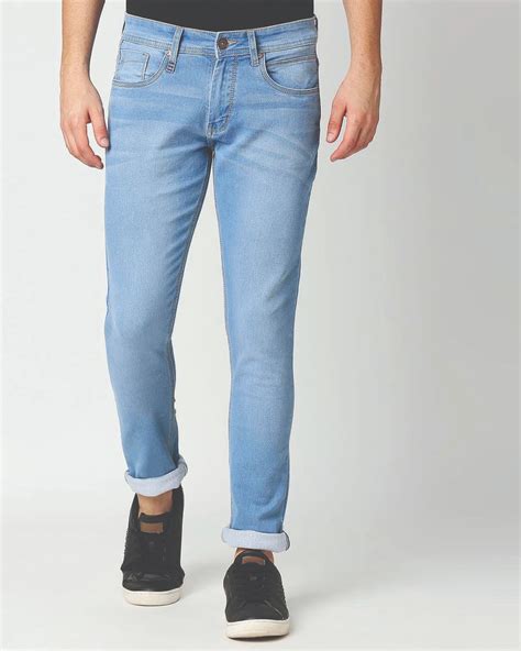 Buy Men S Blue Slim Fit Faded Jeans For Men Online At Bewakoof