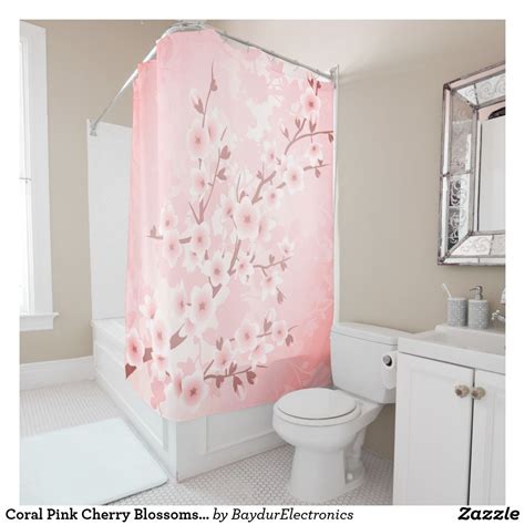 Coral Pink Cherry Blossoms Classic Shower Curtain Pink Shower Curtains