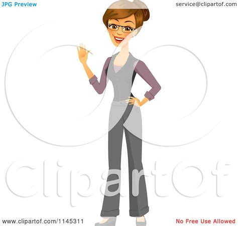 Cartoon Of A Happy Brunette Businesswoman Waving Royalty Free Vector Clipart By Amanda Kate