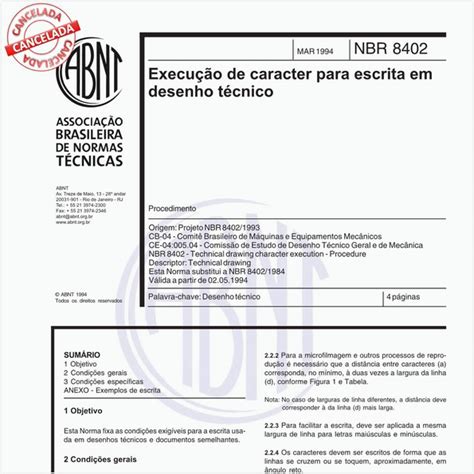 Target Normas ABNT NBR 8402 NBR8402 Execução de caracter