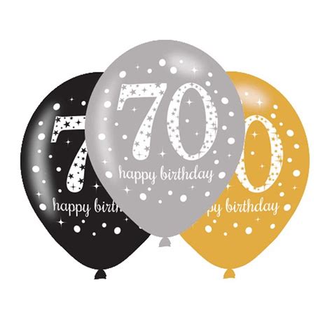 Gold Sparkle 70th Birthday Latex Party Balloons