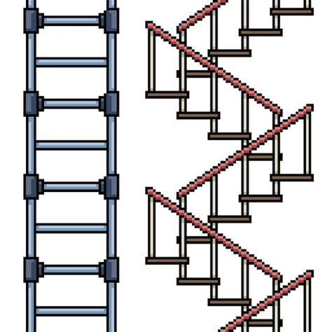 Premium Vector Set Of Pixel Art Isolated Stair Loop