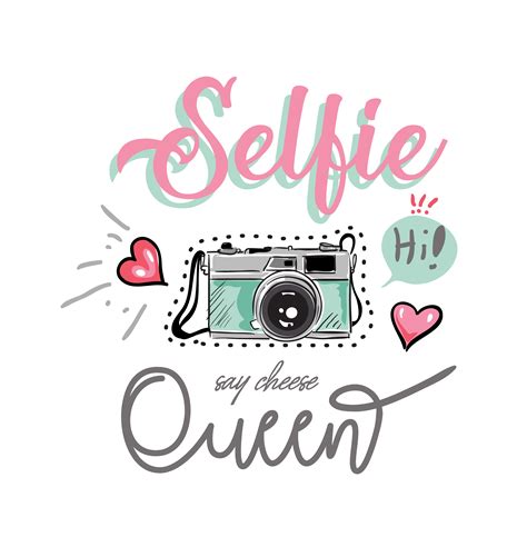 Selfie queenslogan with colorful camera and icons illustration 690176 - Download Free Vectors ...