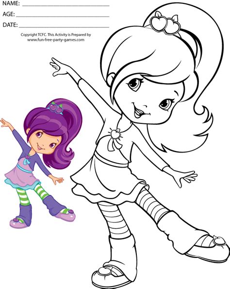 Plum pudding and berrykin coloring page | free printable coloring pages. colours drawing wallpaper: Beautiful Strawberry Shortcake ...