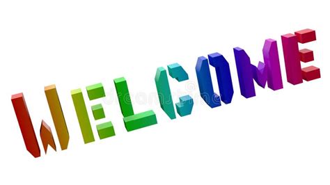 Welcome Word 3d Rendered Text With Stencil Font Illustration Colored