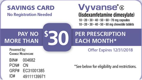 .of vyvanse (lisdexamfetamine dimesylate) for a maximum of up to $60 savings per prescription. Copay Card For Vyvanse | Webcas.org