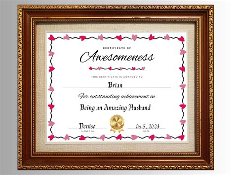 Certificate Of Appreciation In Awesomeness Printable Etsy Uk