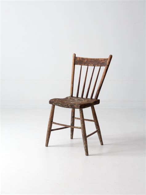 Antique Primitive Chair Spindle Back Folk Accent Chair Etsy Windsor