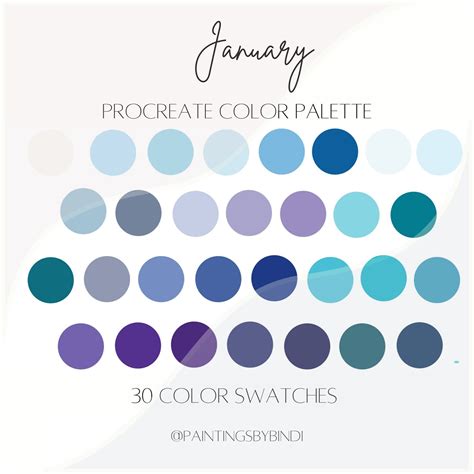 January Procreate Color Palette 30 Color Swatches Ipad Etsy Uk