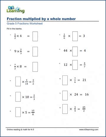 Maybe you would like to learn more about one of these? Worksheets: Multiplying fractions by whole numbers ...