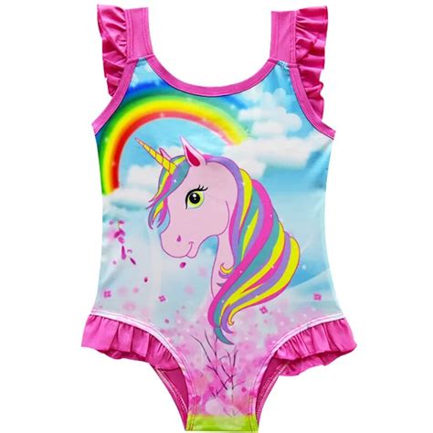 Baby Girls Unicorn Swimwear One Pieces Girls Ruffle Bikini Set Summer