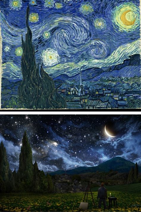 Starry Night By Vincent Van Gogh Top And As Re Imagined By Alex