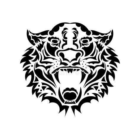 Tiger Anger Black Tattoo Vector Illustration Of A Tiger Head Stock