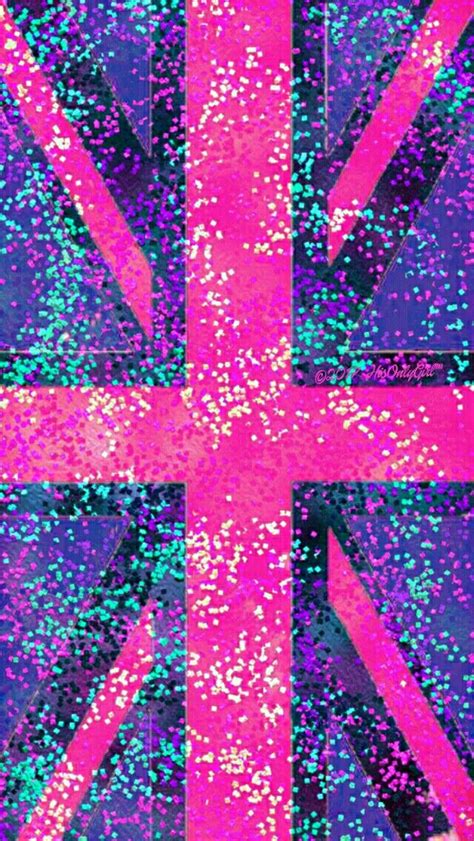 The British Flag Is Painted In Pink And Blue With Lots Of Small Dots On It
