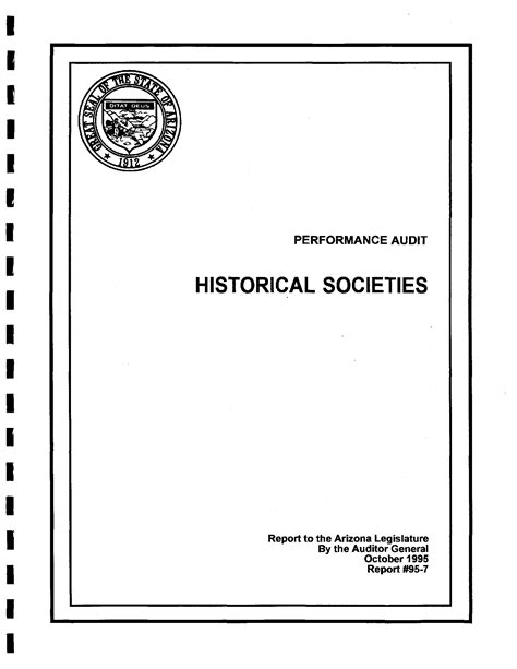 Performance Audit Historical Societies Report To The Arizona