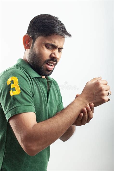 Man Holding His Wrist Joint Pain Zone Stock Photo Image Of