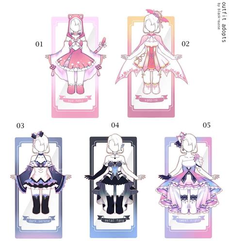 Closed Outfit Adoptable 3 Set Price By Black Quose Art Sketches Art Drawings Magical Girl