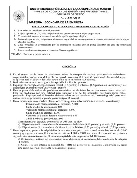 Economía De La Empresa Universidad Complutense De Madrid