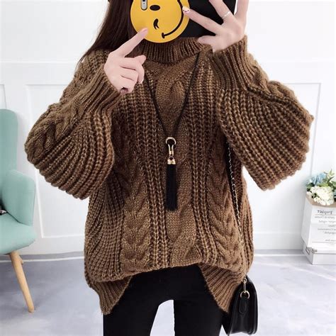 Women Loose Thick Warm Turtleneck Sweaters Women Pullovers Autumn