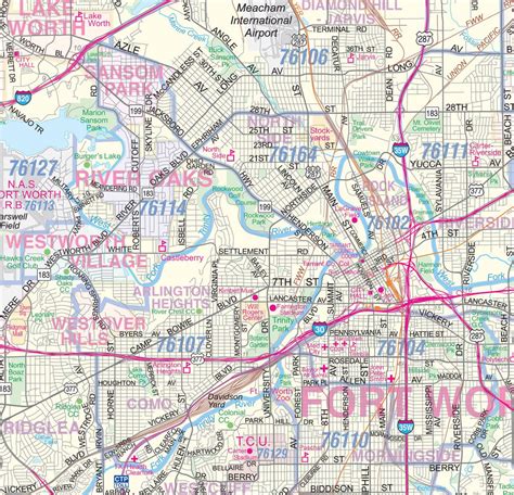 Dallas Fort Worth Metroplex Detailed Region Large Wall Map Wzip