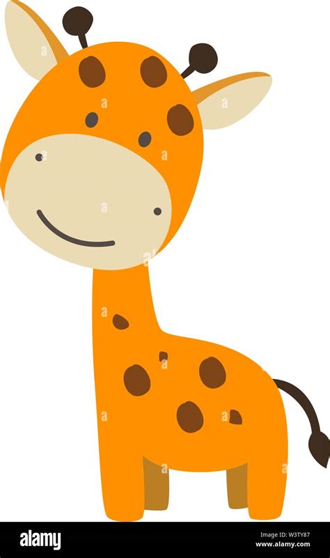 Cute Baby Giraffe Illustration Vector On White Background Stock